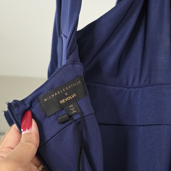 NWT Michael Costello x Revolve Nico Halter Midi Cocktail Dress in Navy, Size XS - Picture 9 of 11